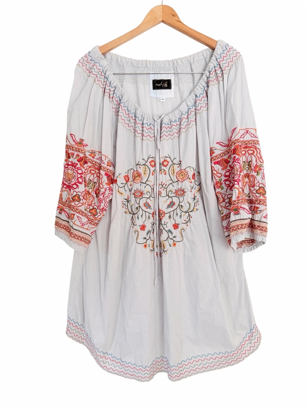 JOHNNY WAS Biya Embroidered Tunic Top Mini Dress Sz M